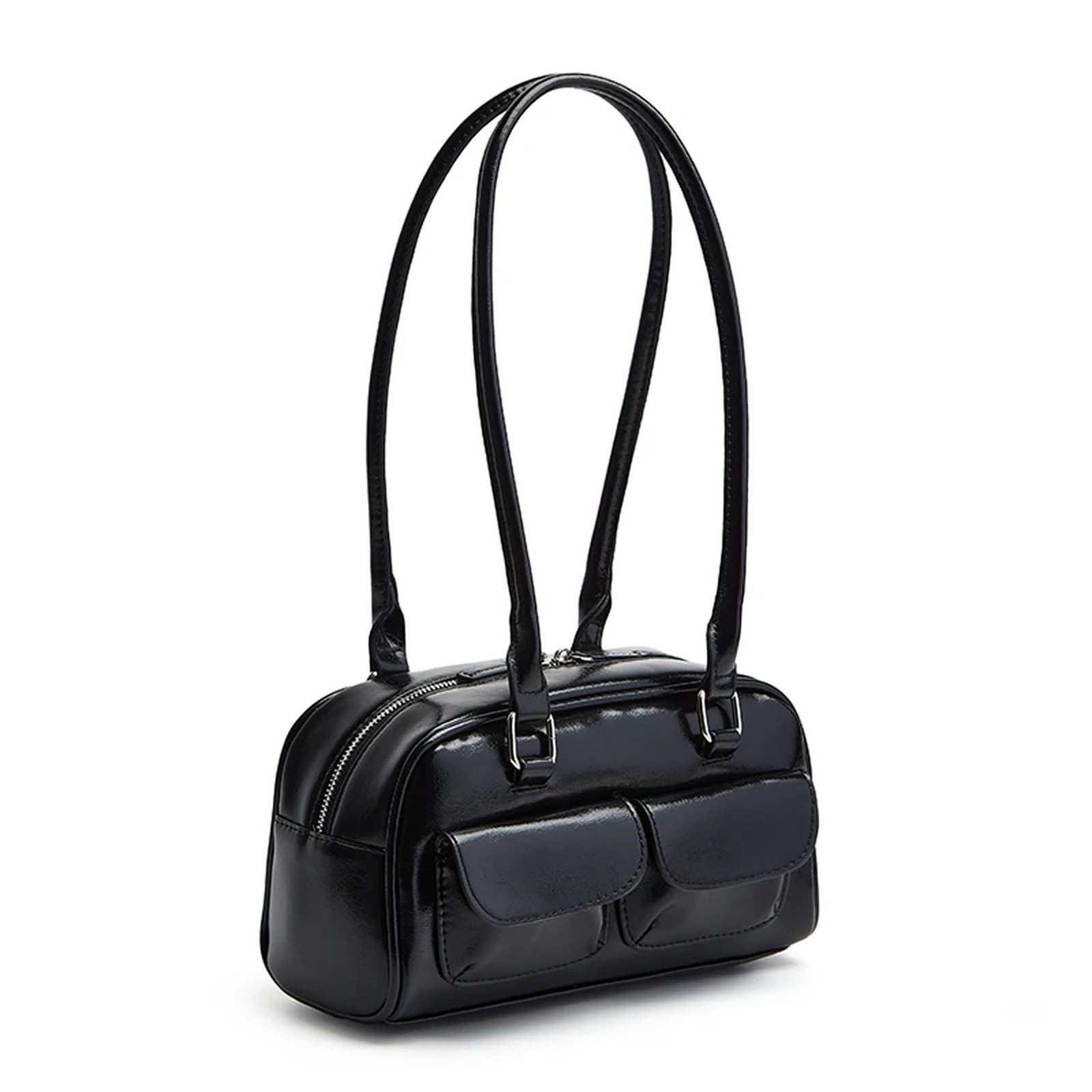 Bolso de hombro estilo Boston · 25 cm · dos bolsillos de solapa