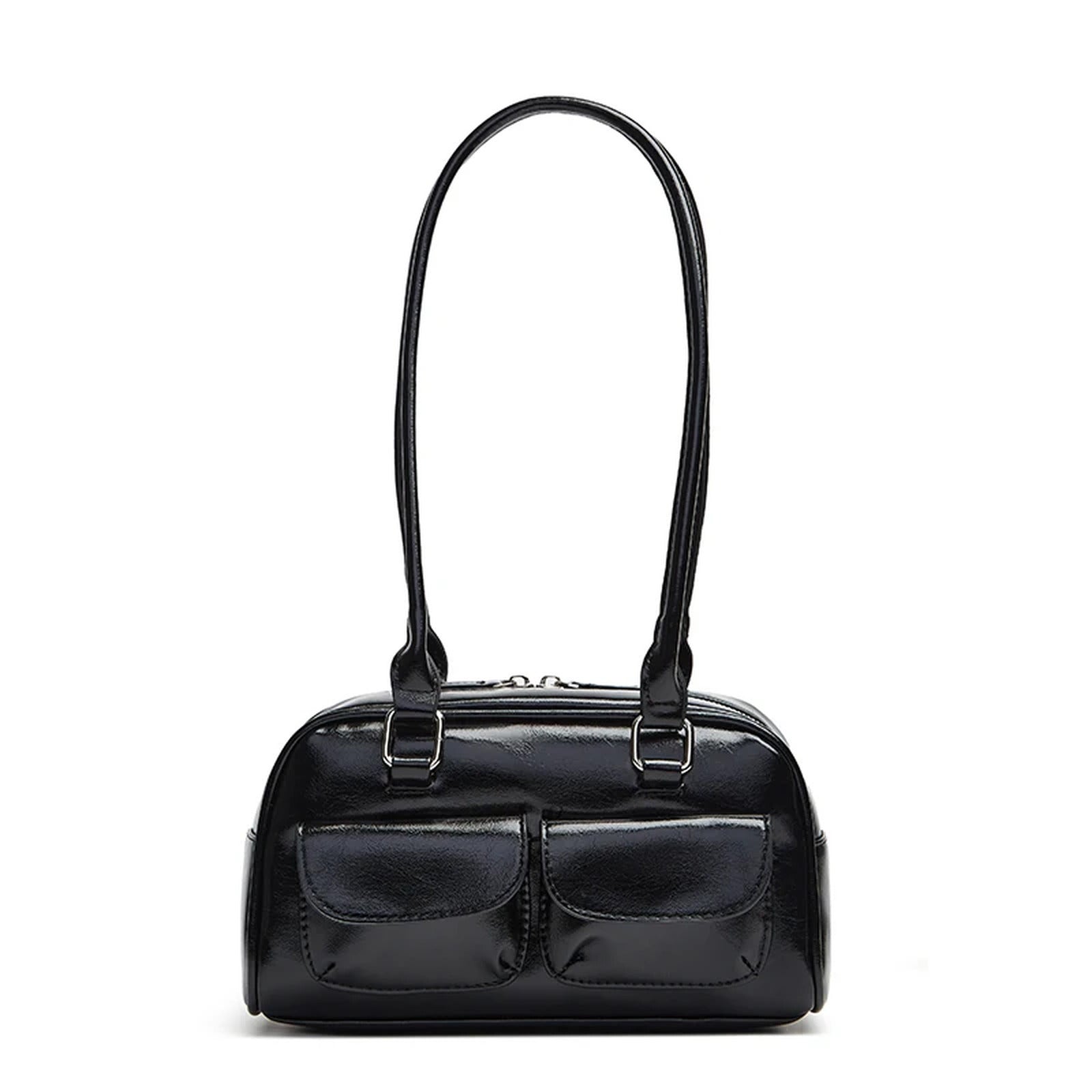 Bolso de hombro estilo Boston · 25 cm · dos bolsillos de solapa