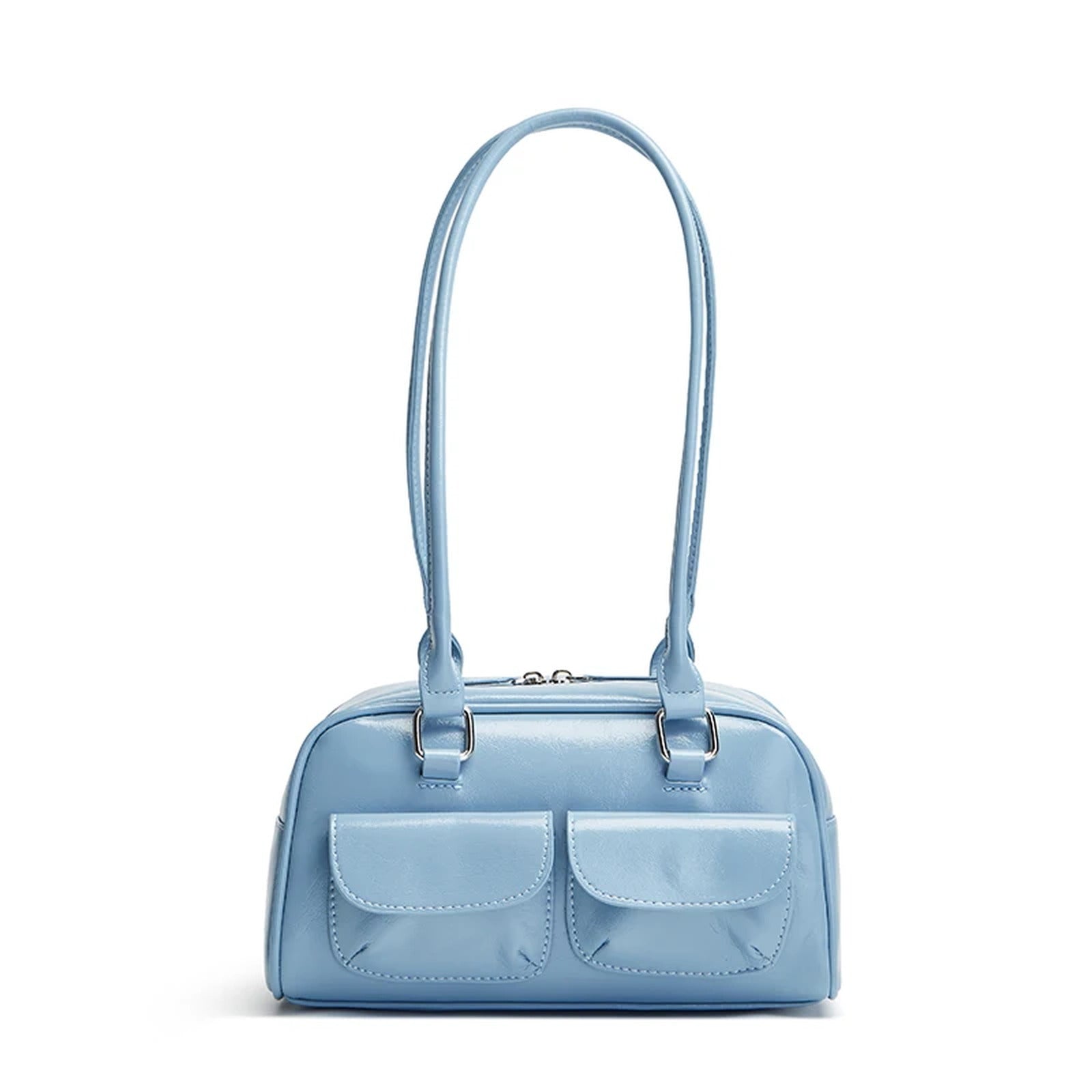 Bolso de hombro estilo Boston · 25 cm · dos bolsillos de solapa