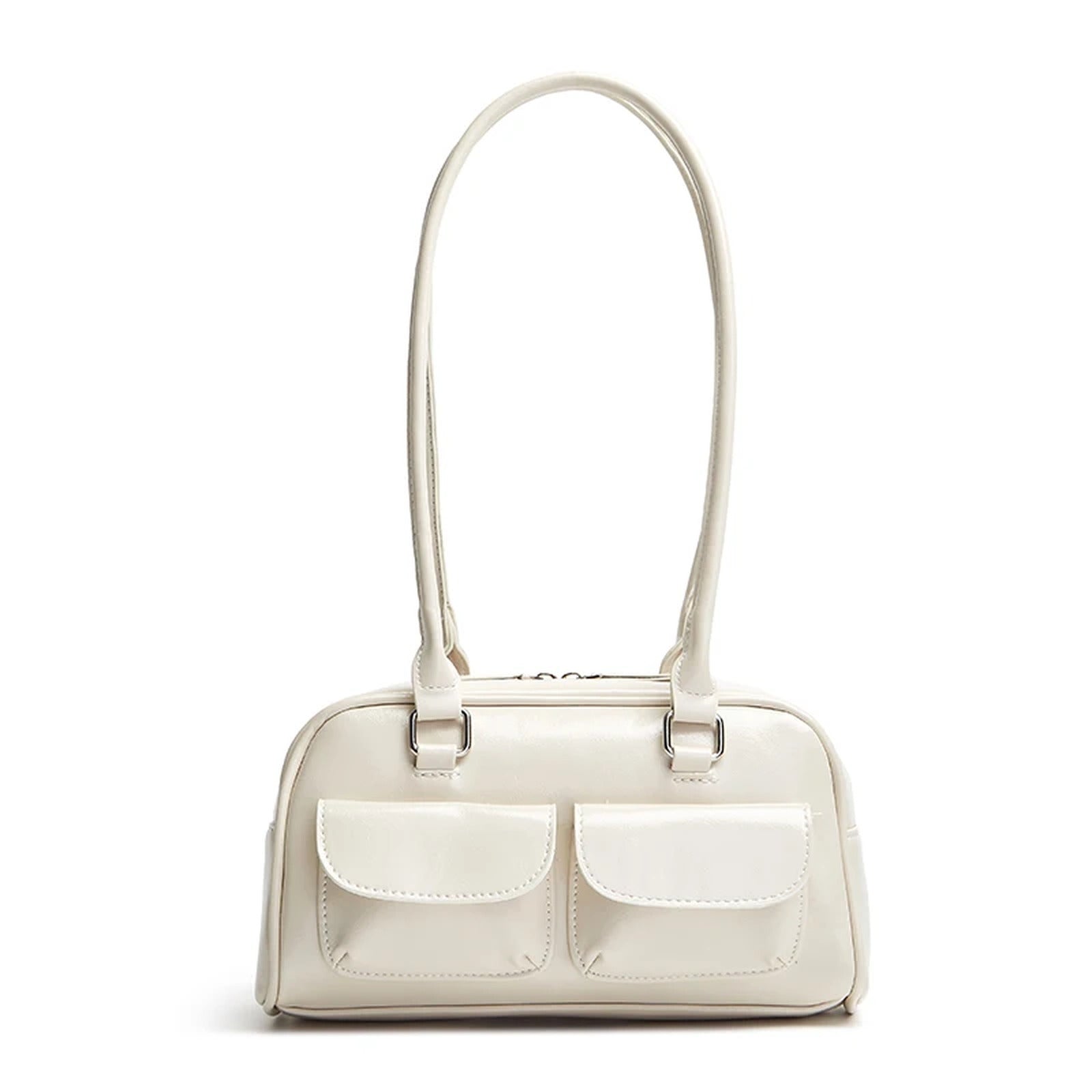 Bolso de hombro estilo Boston · 25 cm · dos bolsillos de solapa