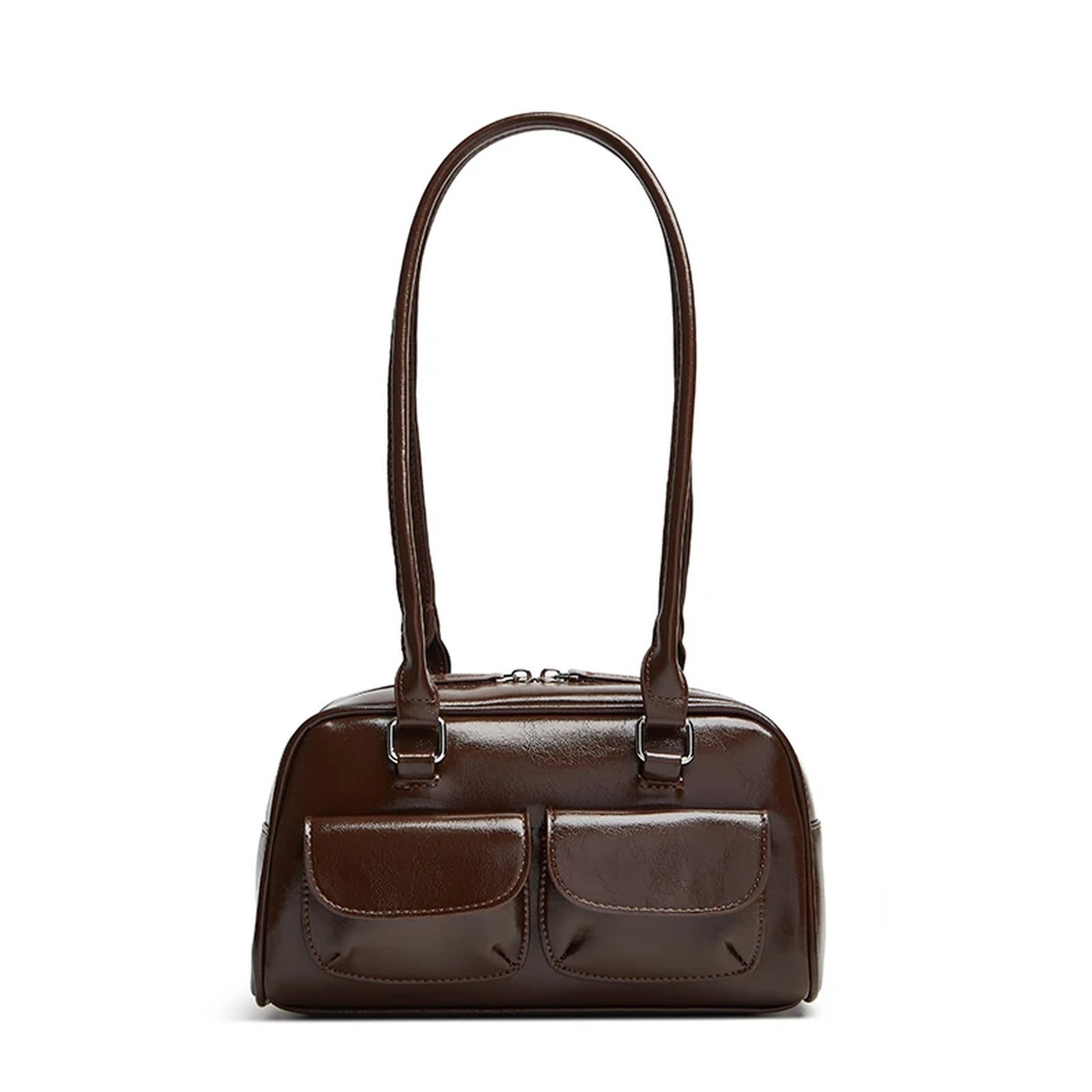 Bolso de hombro estilo Boston · 25 cm · dos bolsillos de solapa
