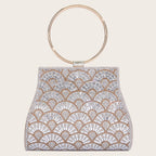Bolso de fiesta con pedrería, asa de aro y cadena de 120 cm