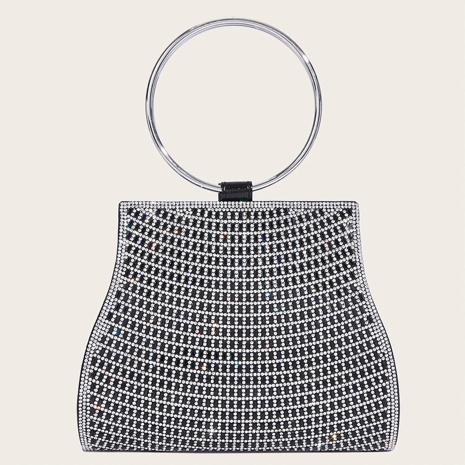 Bolso de fiesta con pedrería, asa de aro y cadena de 120 cm
