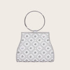 Bolso de fiesta con pedrería, asa de aro y cadena de 120 cm