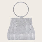 Bolso de fiesta con pedrería, asa de aro y cadena de 120 cm