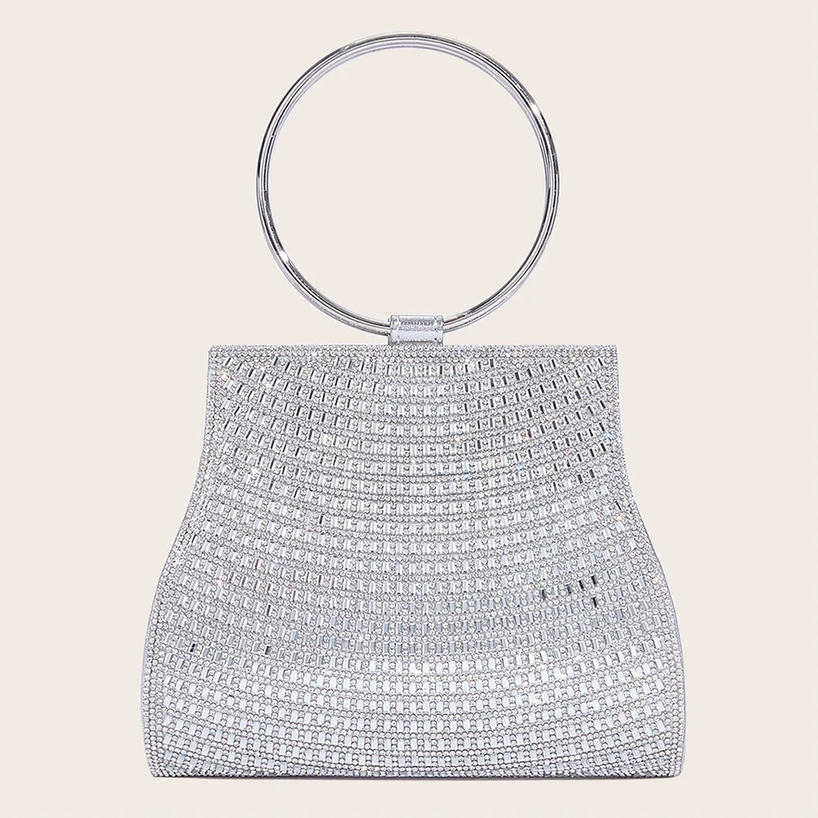 Bolso de fiesta con pedrería, asa de aro y cadena de 120 cm