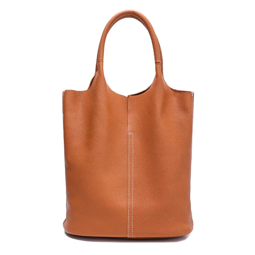 Bolso saco de piel de vacuno de flor entera · bolsa interior extraíble